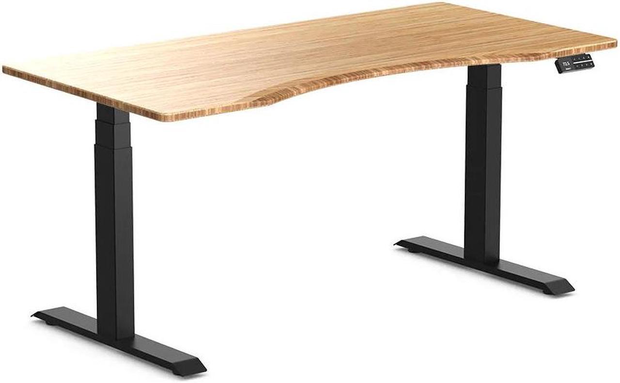 Desky Dual Ergo Edge Sit Stand Desk - Bamboo / 59.1 x 29.5 inches / Matte Black