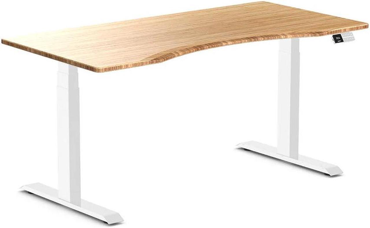 Desky Dual Ergo Edge Sit Stand Desk - Bamboo / 59.1 x 29.5 inches / White