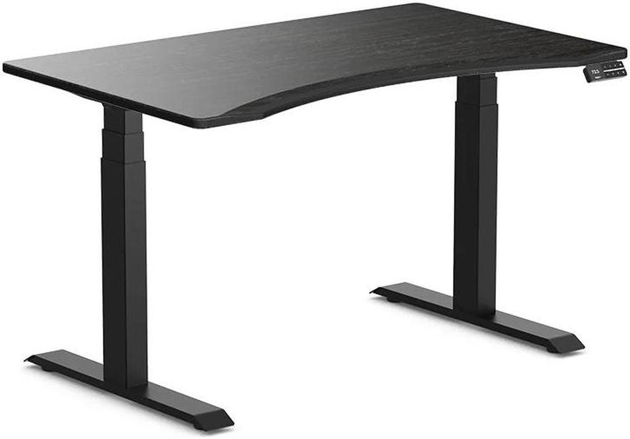 Desky Dual Ergo Edge Sit Stand Desk - Dark Bamboo / 47.2 x 29.5 inches / Matte Black