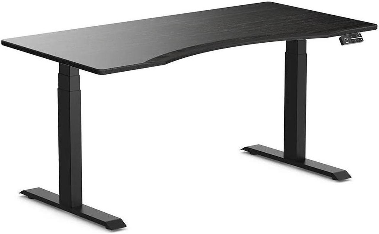 Desky Dual Ergo Edge Sit Stand Desk - Dark Bamboo / 59.1 x 29.5 inches / Matte Black