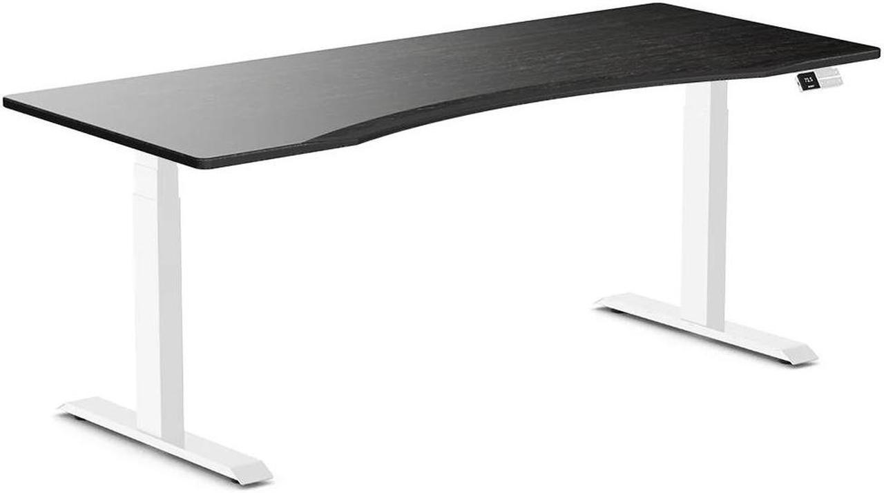 Desky Dual Ergo Edge Sit Stand Desk - Dark Bamboo / 70.9 x 29.5 inches / White