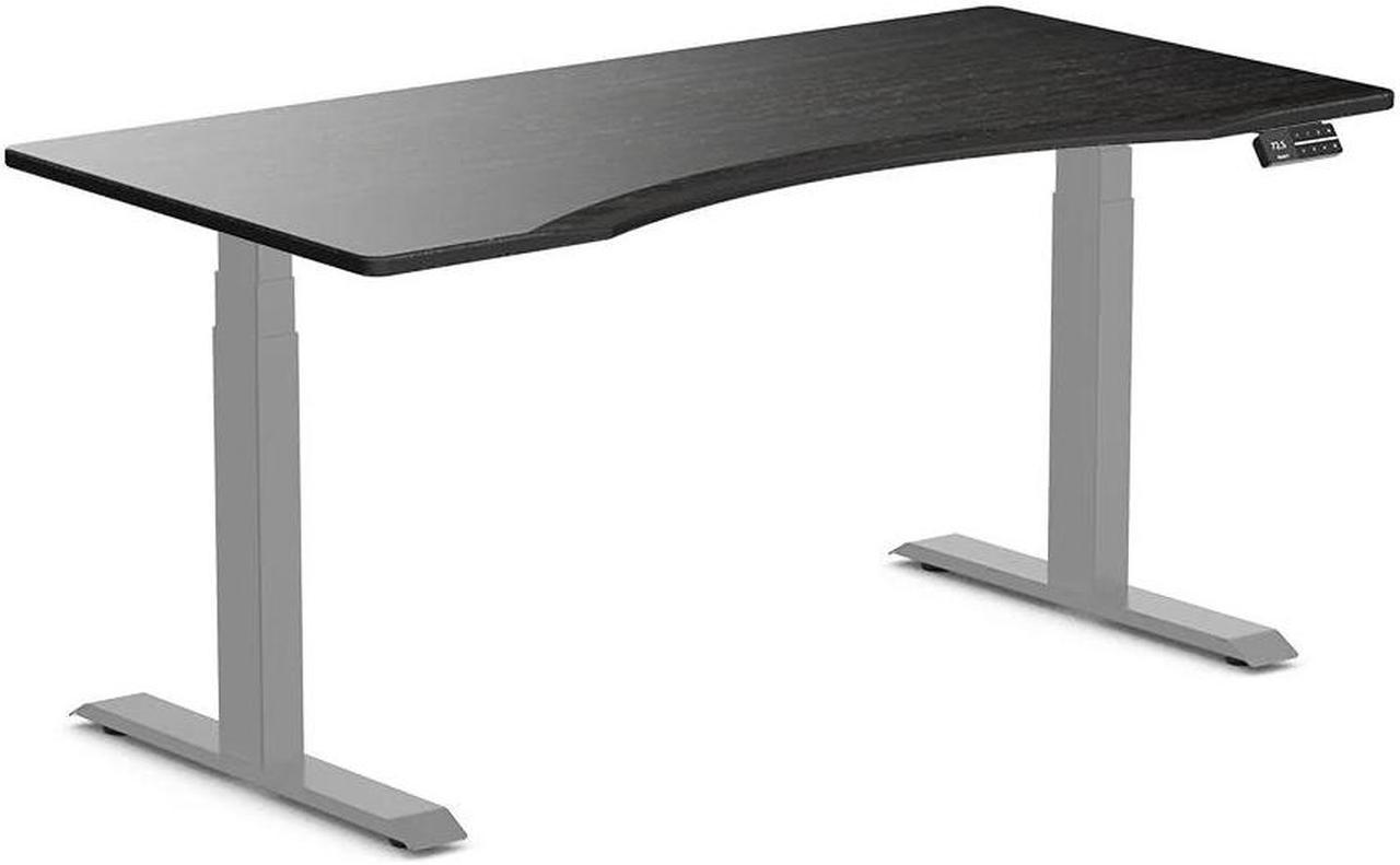 Desky Dual Ergo Edge Sit Stand Desk - Dark Bamboo / 59.1 x 29.5 inches / Grey