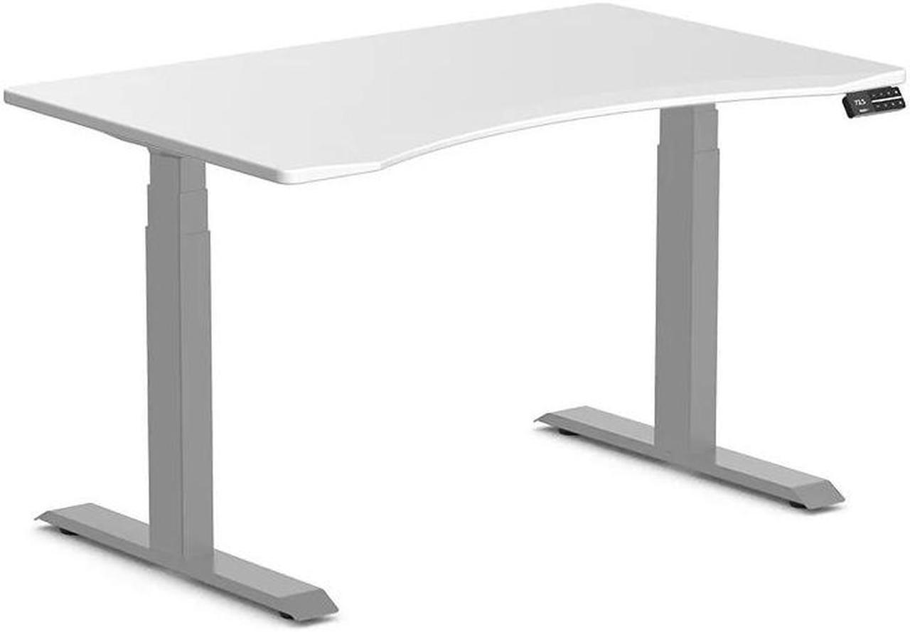 Desky Dual Ergo Edge Sit Stand Desk - White / 47.2 x 29.5 inches / Grey