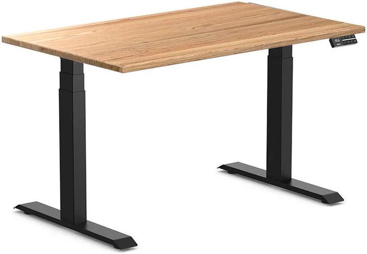 Desky Dual Hardwood Sit Stand Desk - Red Oak / 48 x 30 inches / Matte Black