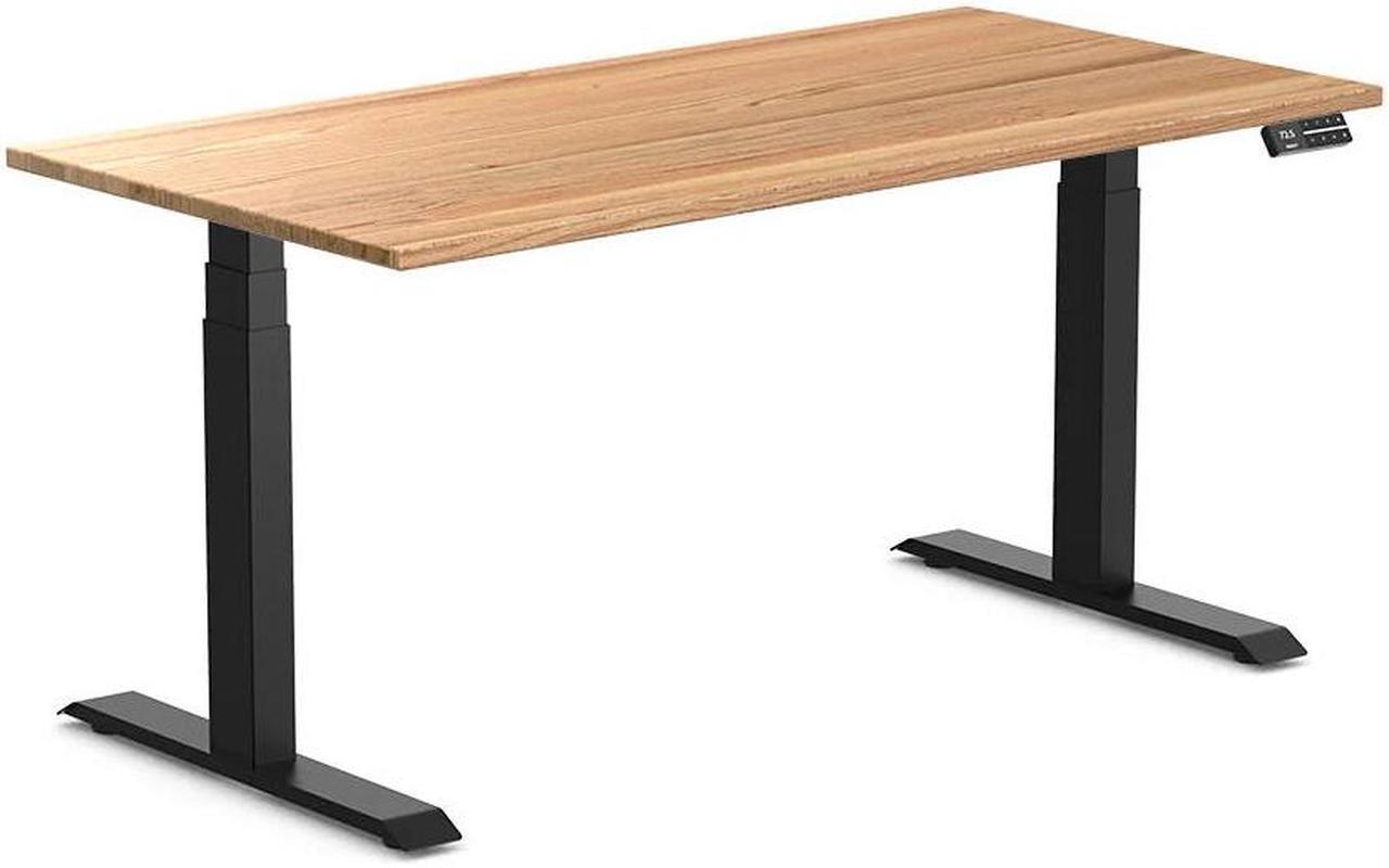 Desky Dual Hardwood Sit Stand Desk - Red Oak / 60 x 30 inches / Matte Black