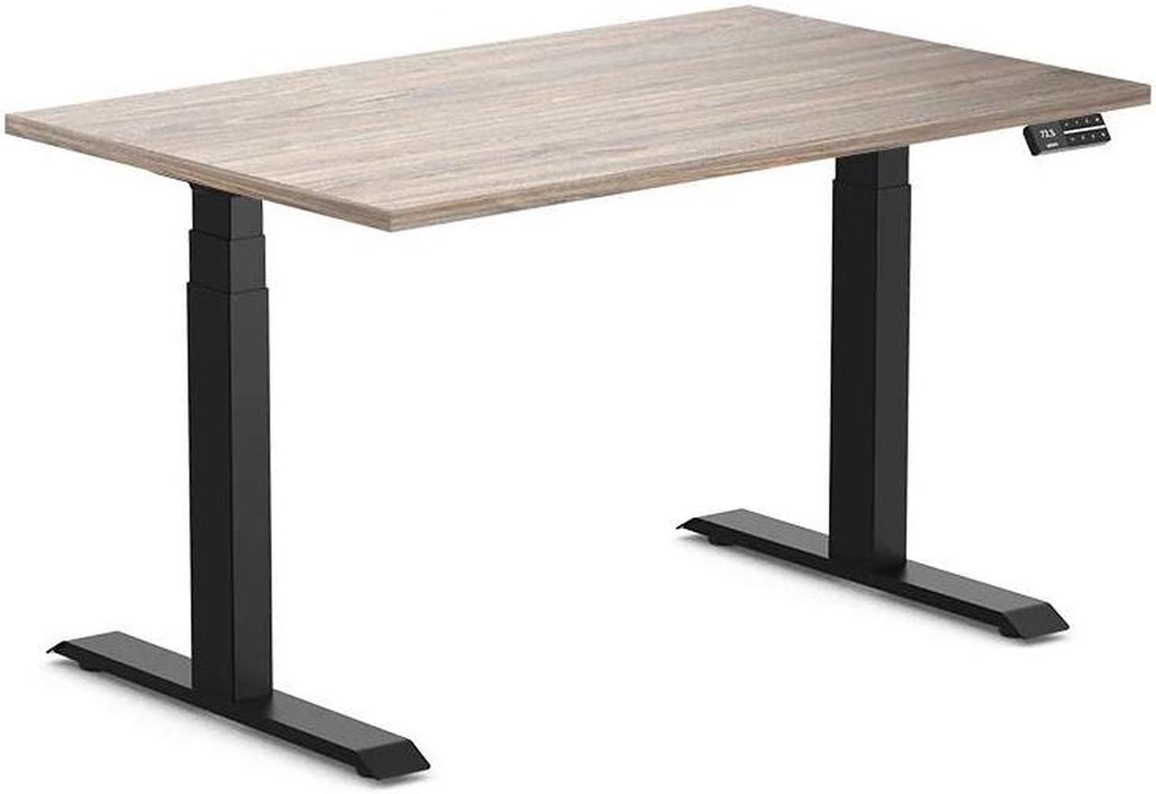 Desky Dual Laminate Sit Stand Desk - Natural Walnut / 47.2 x 29.5 inches / Matte Black