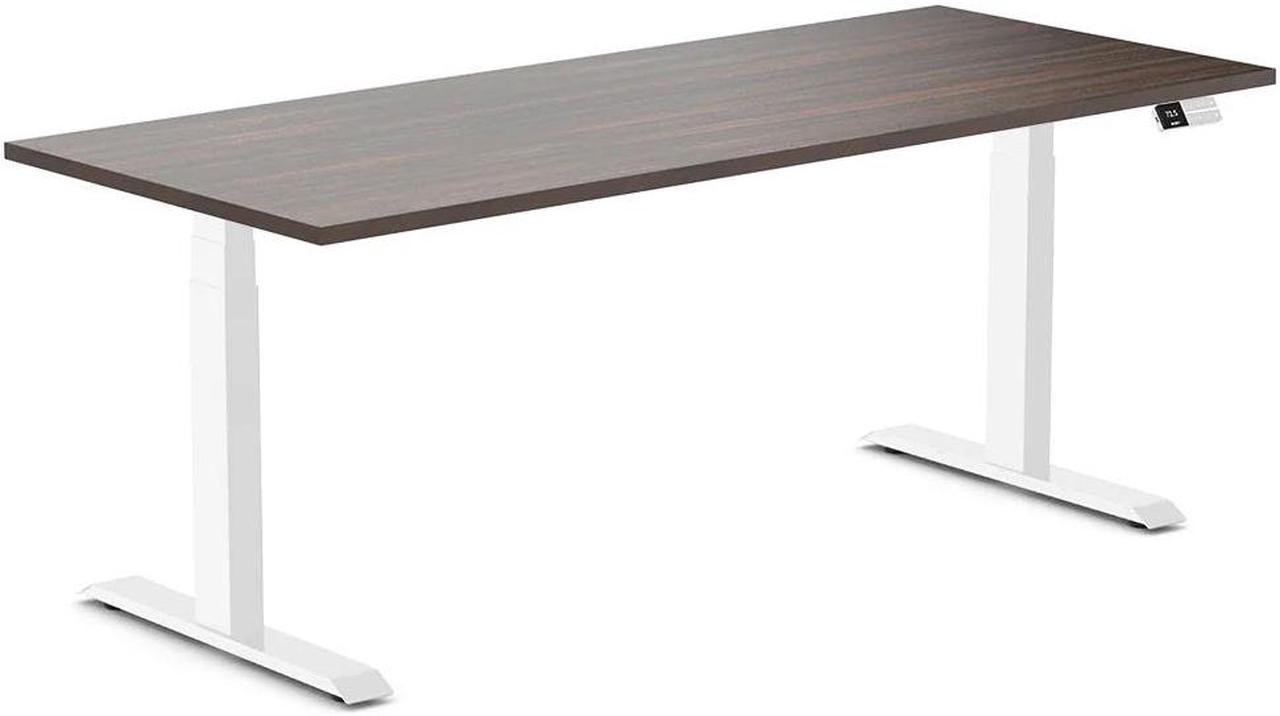 Desky Dual Laminate Sit Stand Desk - Jarrah Legno / 70.9 x 29.5 inches / White