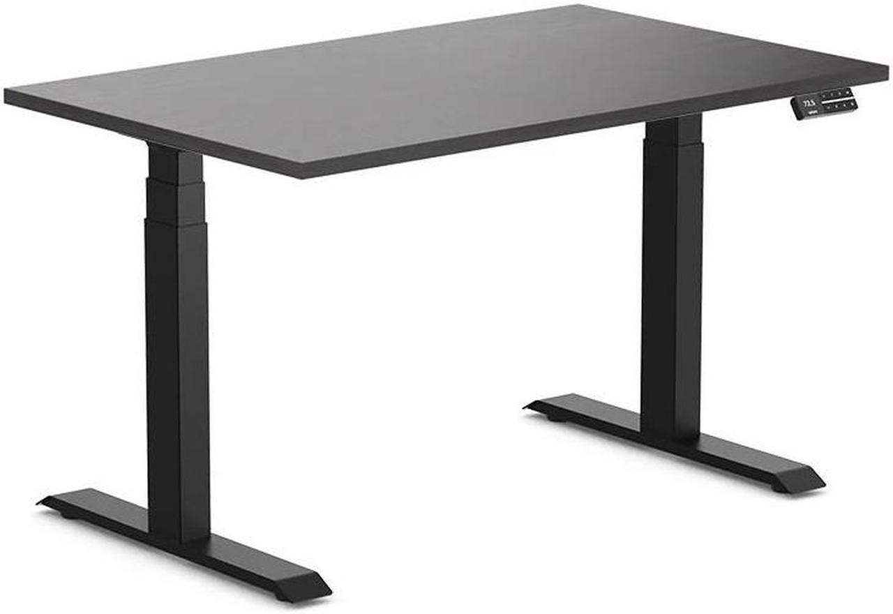 Desky Dual Laminate Sit Stand Desk - Burnished Wood / 47.2 x 29.5 inches / Matte Black