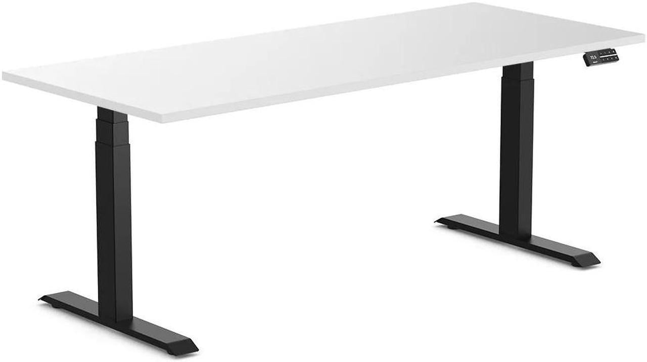 Desky Dual Laminate Sit Stand Desk - White / 70.9 x 29.5 inches / Matte Black