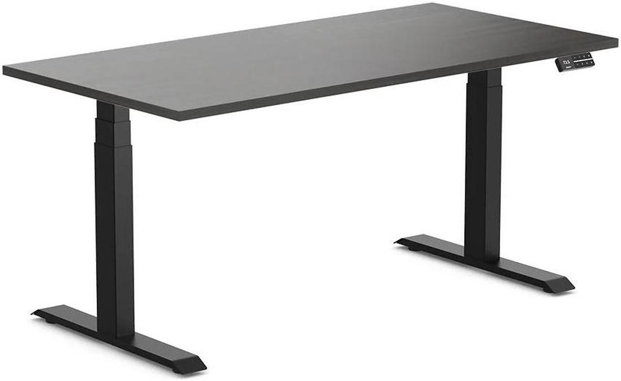 Desky Dual Laminate Sit Stand Desk - Burnished Wood / 59.1 x 29.5 inches / Matte Black