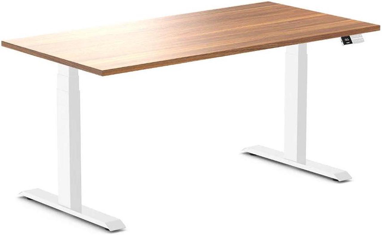 Desky Dual Laminate Sit Stand Desk - Prime Oak / 59.1 x 29.5 inches / White