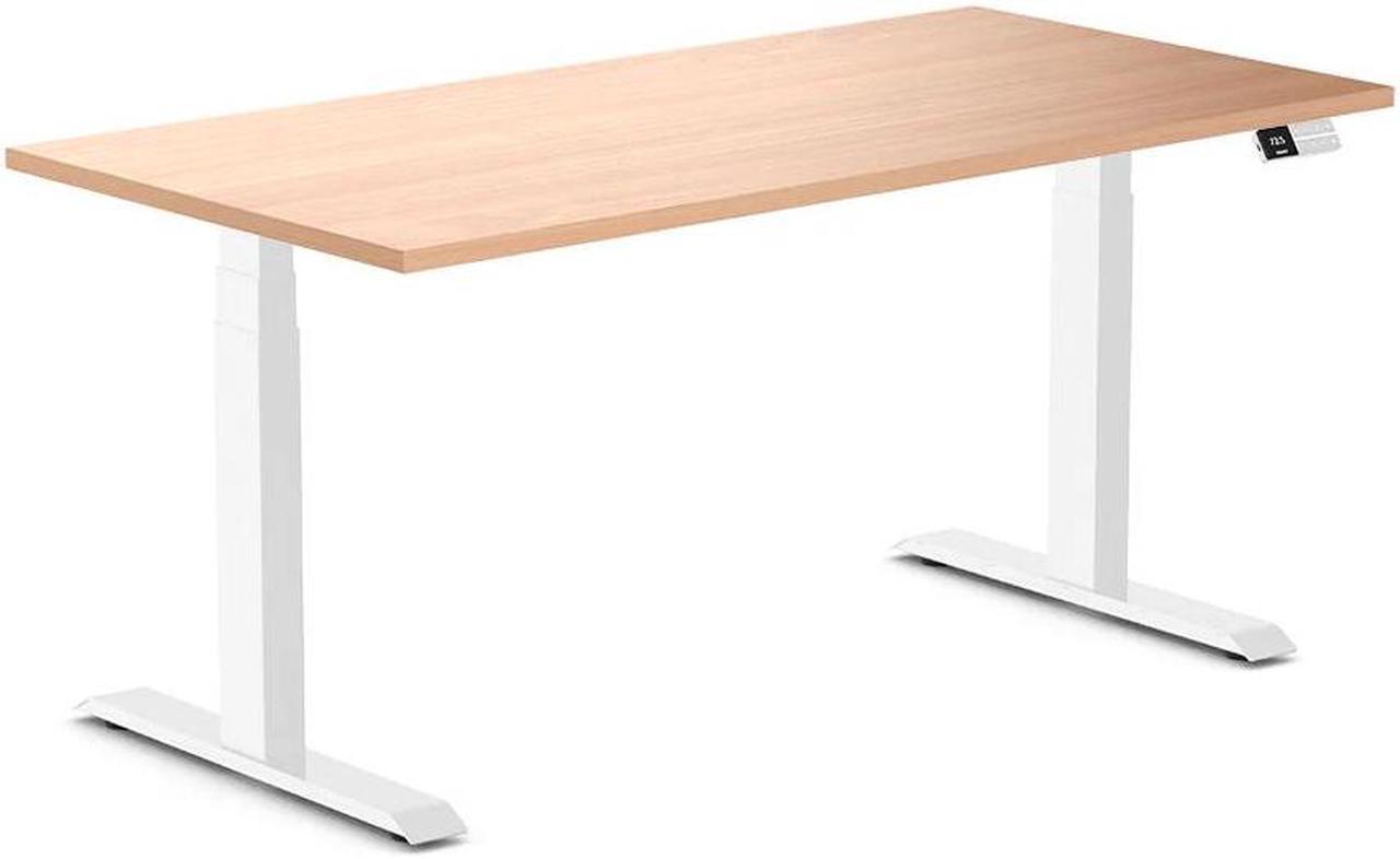 Desky Dual Laminate Sit Stand Desk - Select Beech / 59.1 x 29.5 inches / White