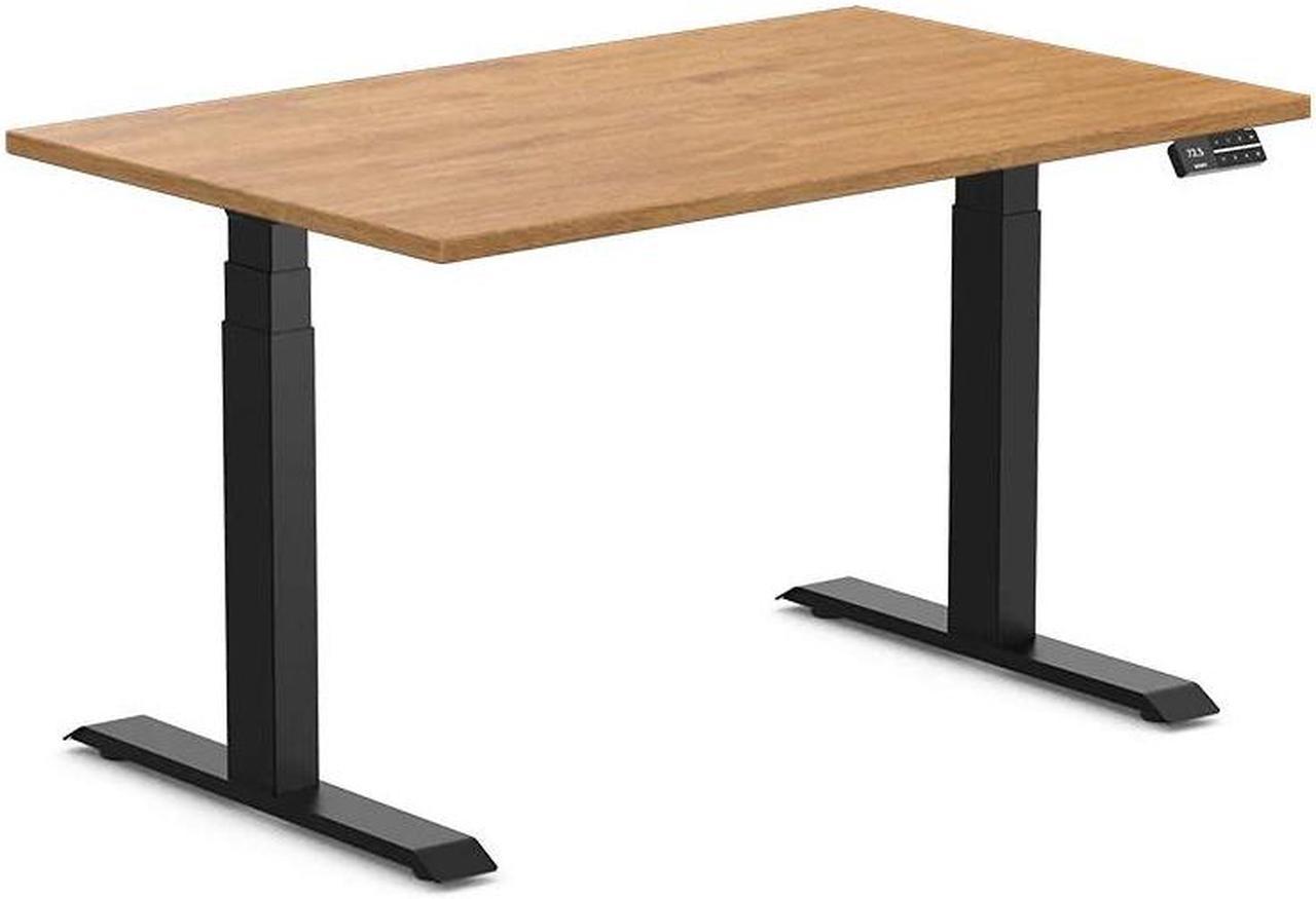 Desky Dual Rubberwood Sit Stand Desk - Light Oak / 48 x 30 inches / Matte Black