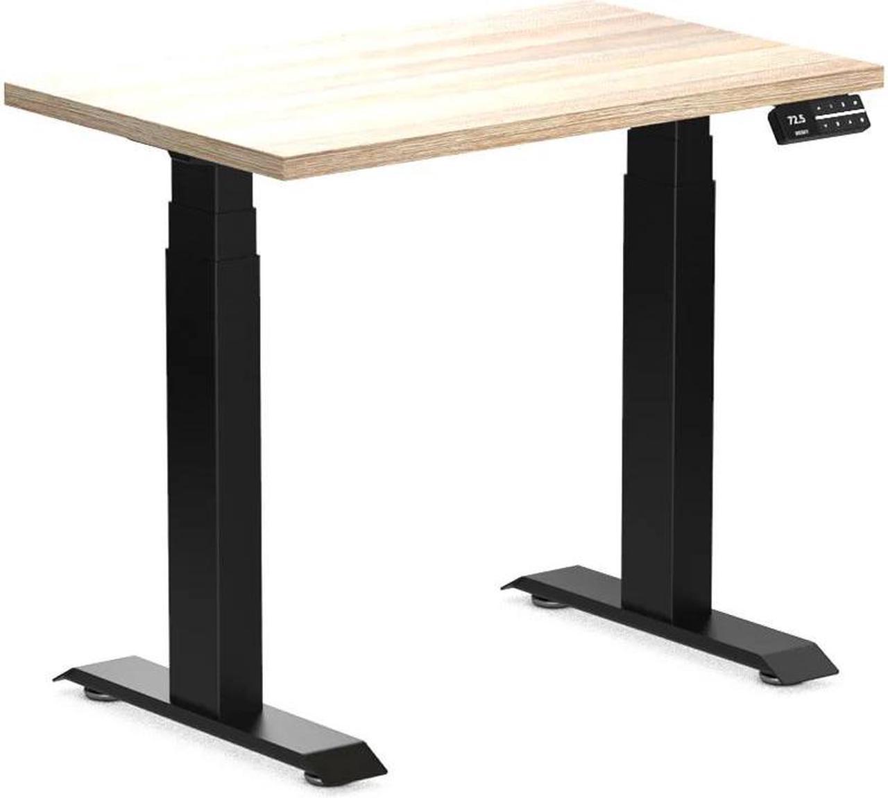 Desky Dual Mini Sit Stand Desk - Classic Oak / 32 x 20 inches / Matte Black