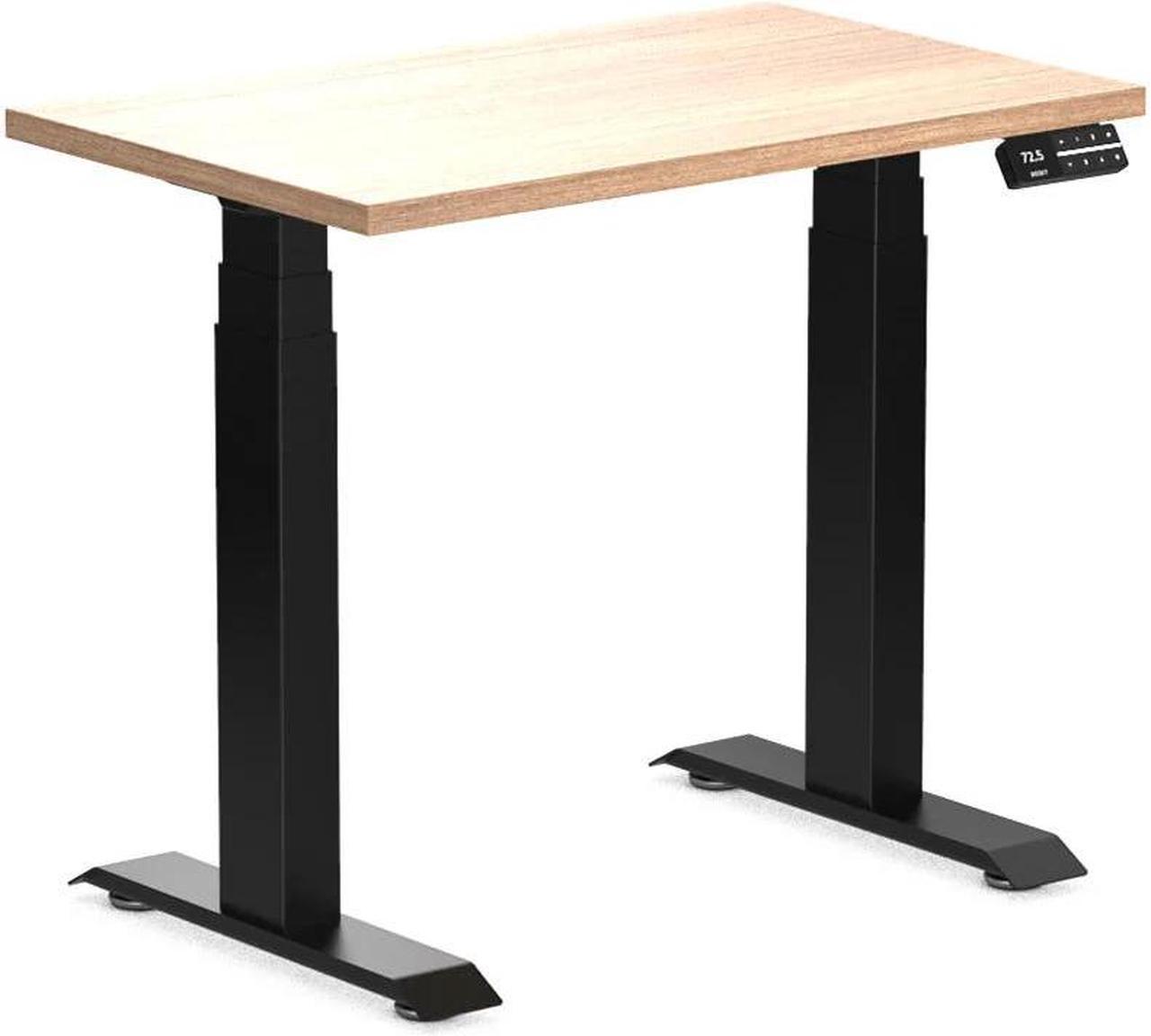 Desky Dual Mini Sit Stand Desk - Sublime Teak / 32 x 20 inches / Matte Black