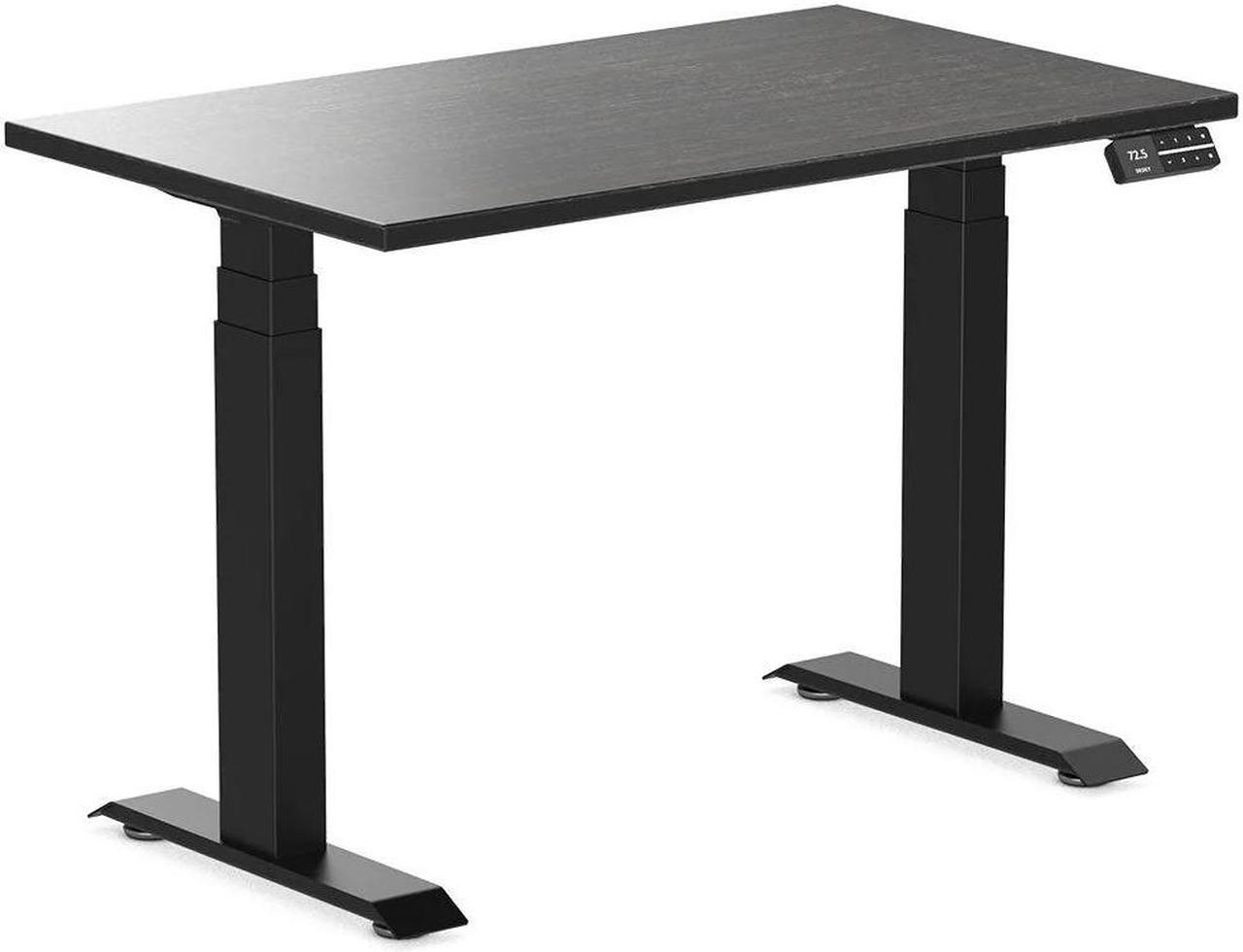 Desky Dual Mini Bamboo Sit Stand Desk - Dark Bamboo / 39.4"x23.6" / Matte Black