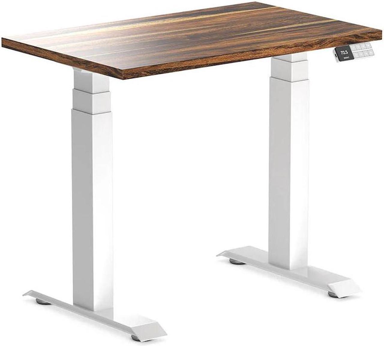 Desky Dual Mini Hardwood Sit Stand Desk - Pheasantwood / 31.5 x 19.7 inches / White