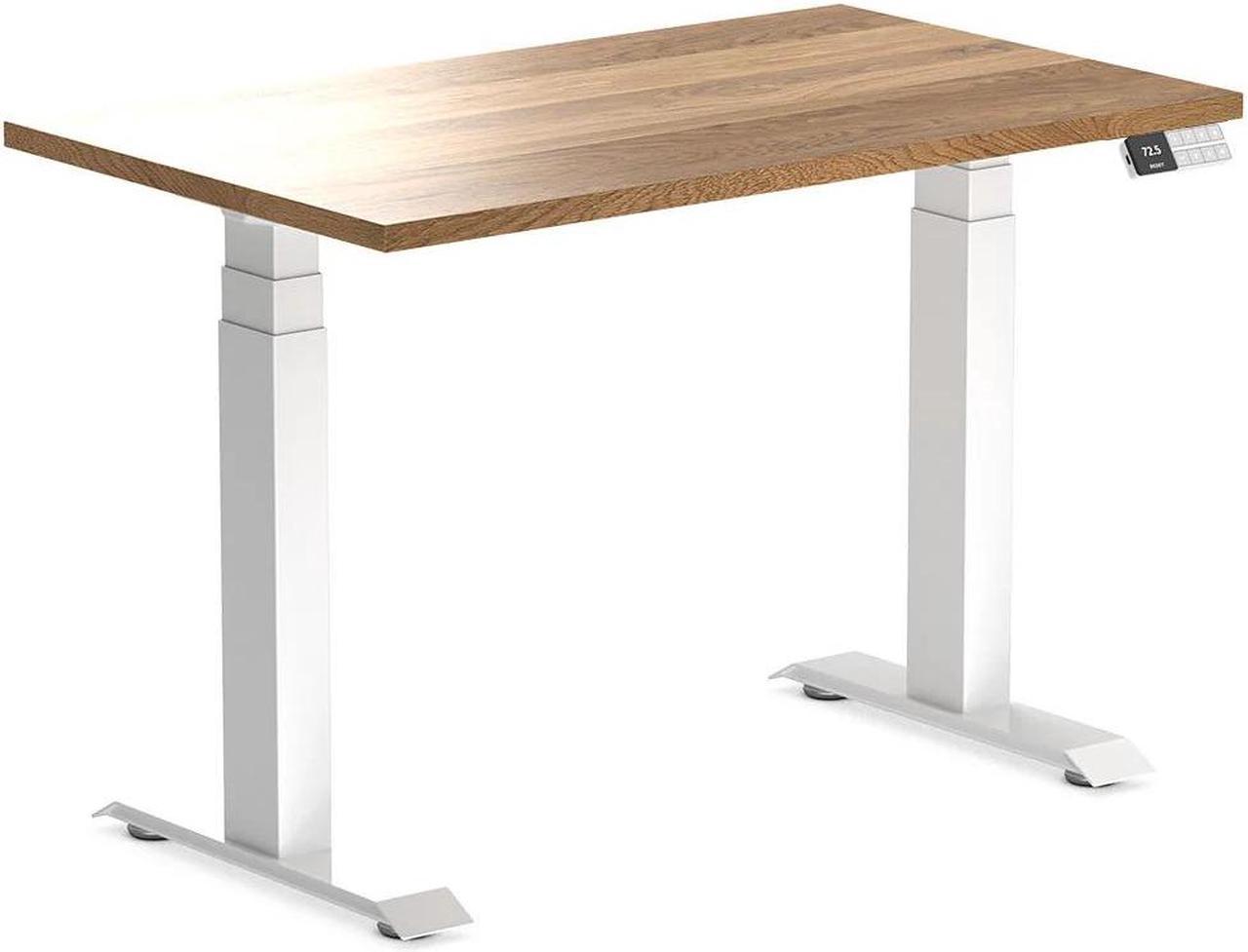 Desky Dual Mini Hardwood Sit Stand Desk - White Oak / 39.4 x 23.6 inches / White