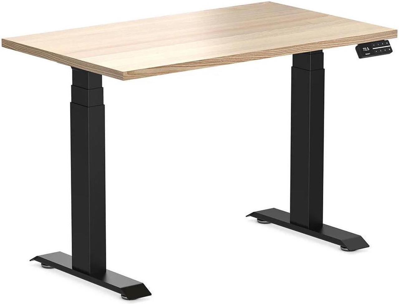 Desky Dual Mini Hardwood Sit Stand Desk - White Ash / 39.4 x 23.6 inches / Matte Black