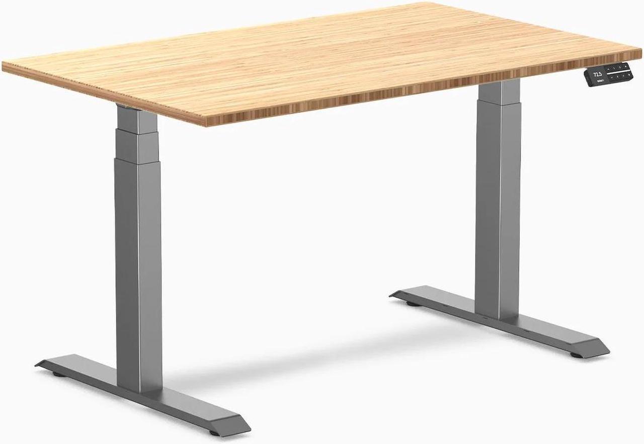 Desky Dual Bamboo Sit Stand Desk - Bamboo / 48 x 30 inches / Space Grey