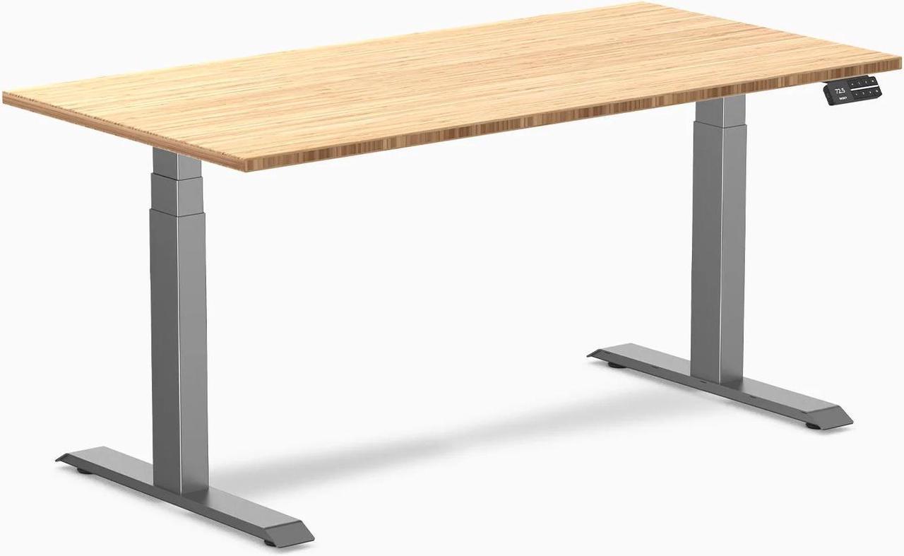 Desky Dual Bamboo Sit Stand Desk - Bamboo / 60 x 30 inches / Space Grey