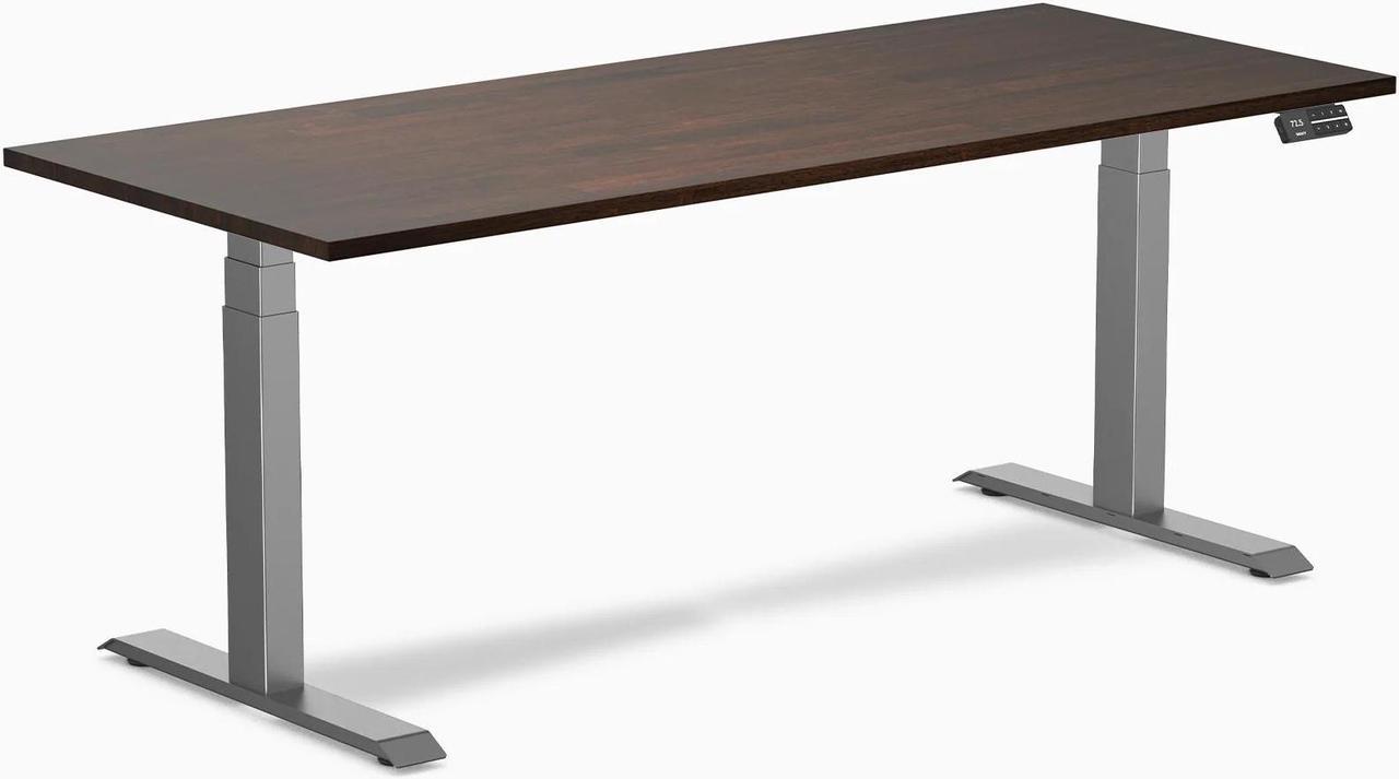 Desky Dual Rubberwood Sit Stand Desk - Dark Walnut / 72 x 30 inches / Space Grey