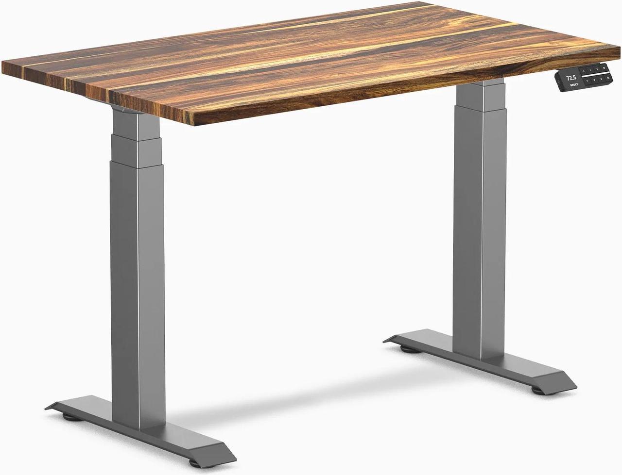 Desky Dual Mini Hardwood Sit Stand Desk - Pheasantwood / 39.4 x 23.6 inches / Space Grey