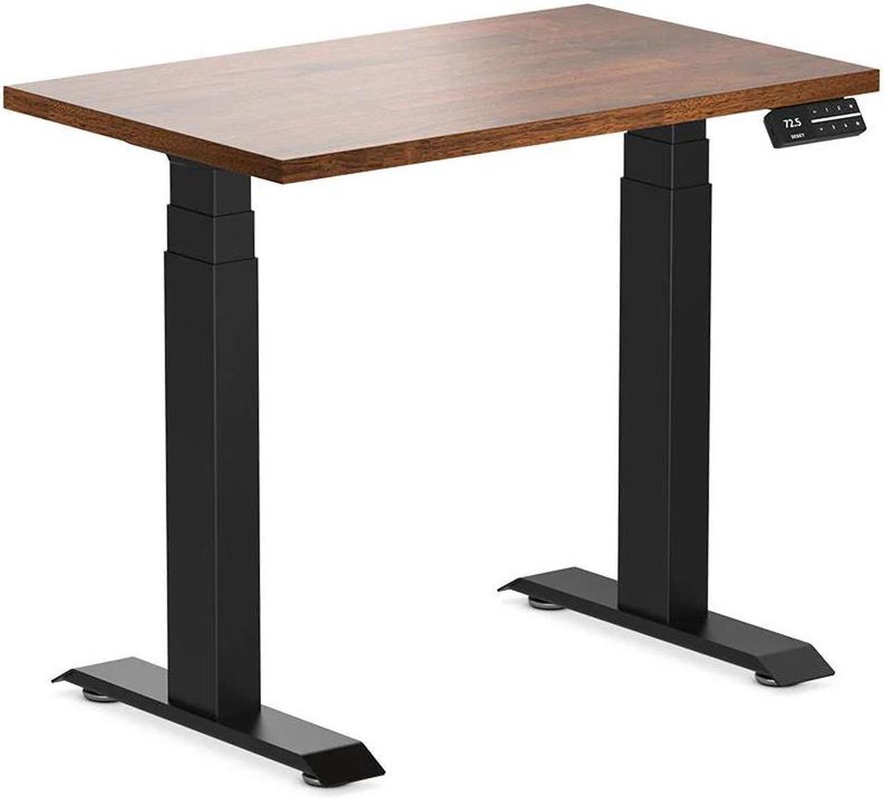 Desky Dual Mini Rubberwood Sit Stand Desk - Red Walnut / 31.5 x 19.7 inches / Matte Black