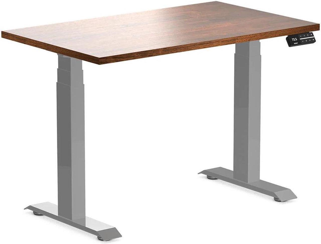 Desky Dual Mini Rubberwood Sit Stand Desk - Red Walnut / 39.4 x 23.6 inches / Grey