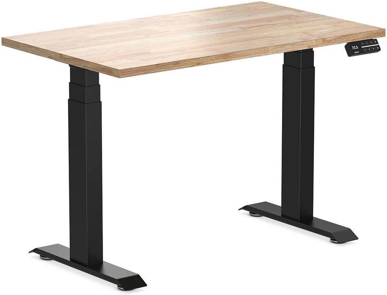 Desky Dual Mini Rubberwood Sit Stand Desk - Natural / 39.4 x 23.6 inches / Matte Black