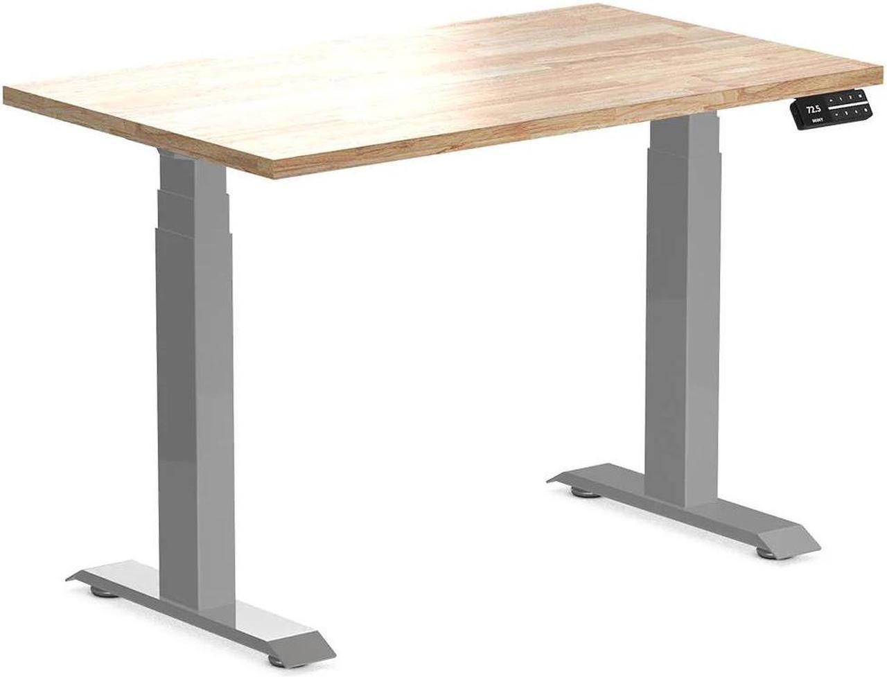 Desky Dual Mini Rubberwood Sit Stand Desk - Natural / 39.4 x 23.6 inches / Grey