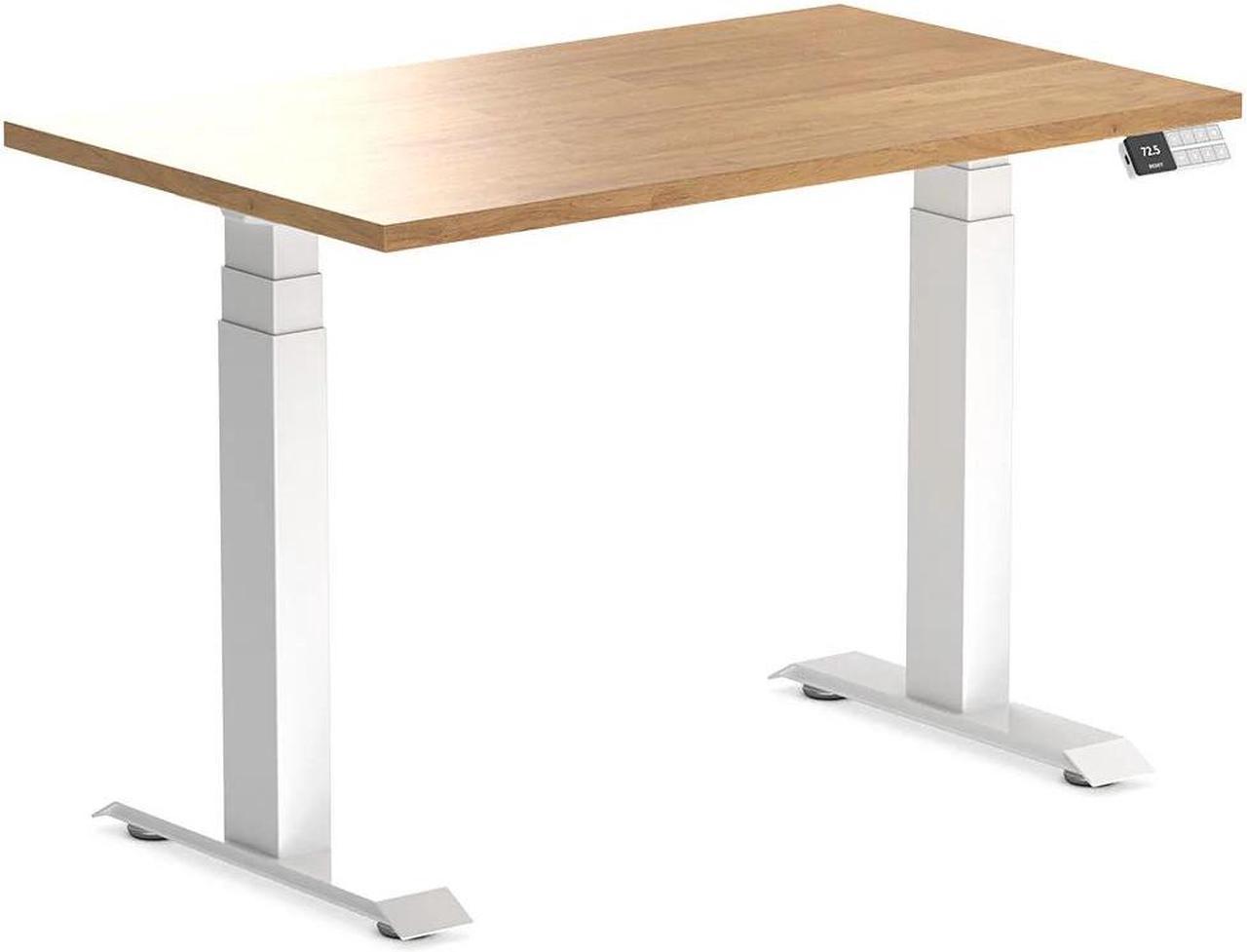 Desky Dual Mini Rubberwood Sit Stand Desk - Light Oak / 39.4 x 23.6 inches / White