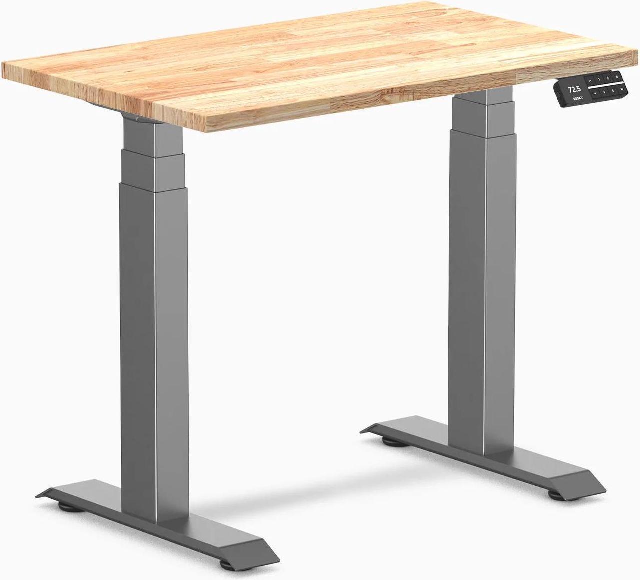 Desky Dual Mini Rubberwood Sit Stand Desk - Natural / 31.5 x 19.7 inches / Space Grey