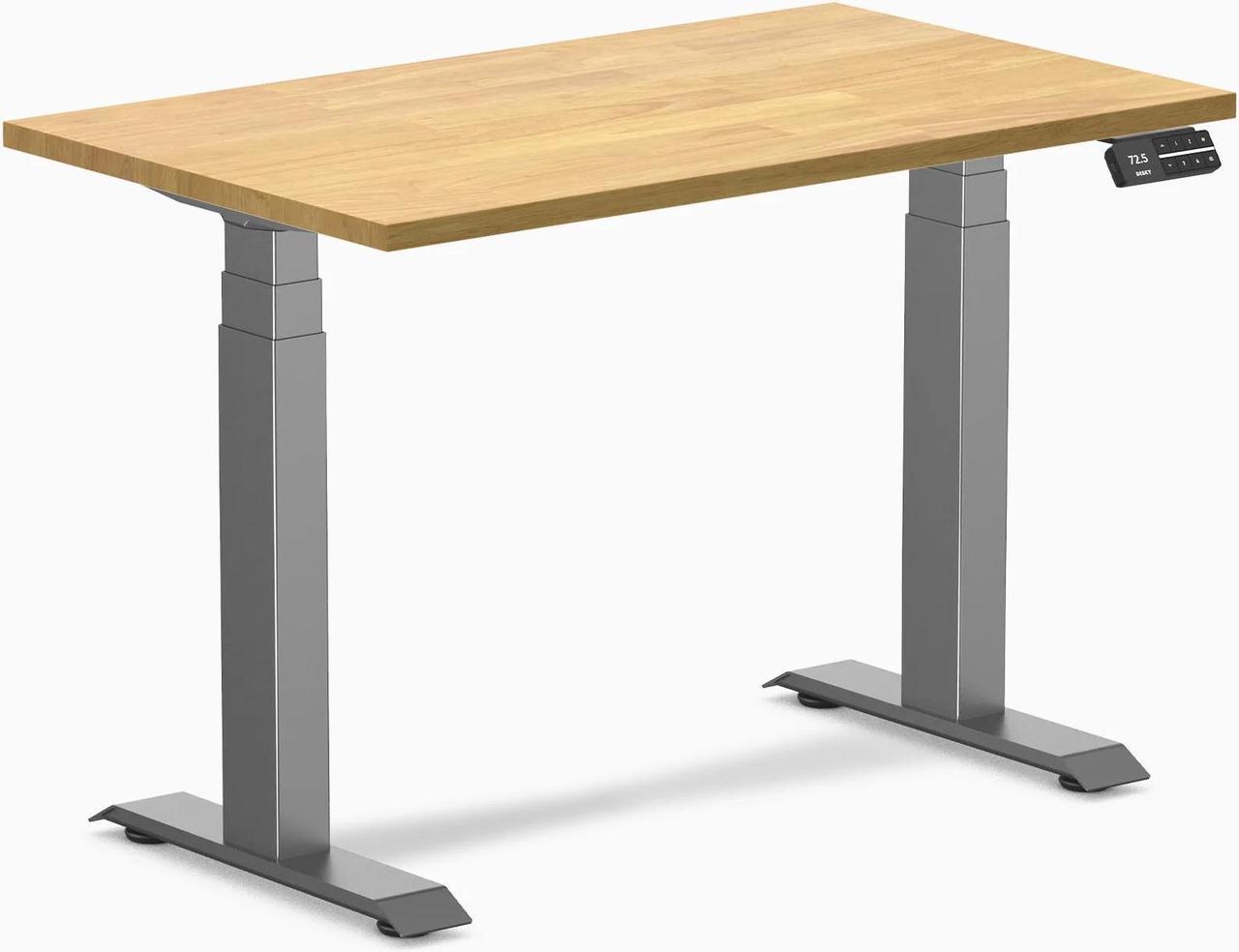 Desky Dual Mini Rubberwood Sit Stand Desk - Light Oak / 39.4 x 23.6 inches / Space Grey