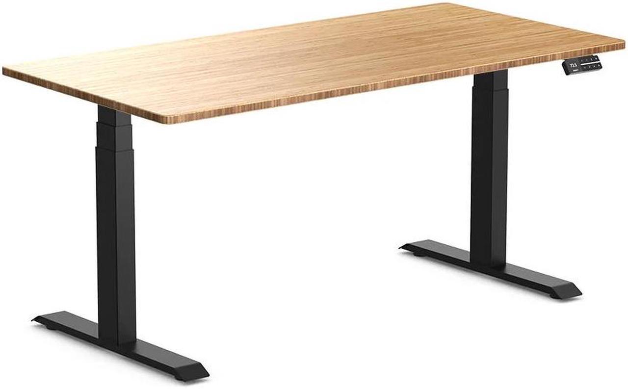 Desky Dual Bamboo Sit Stand Desk - Bamboo / 60 x 30 inches / Matte Black