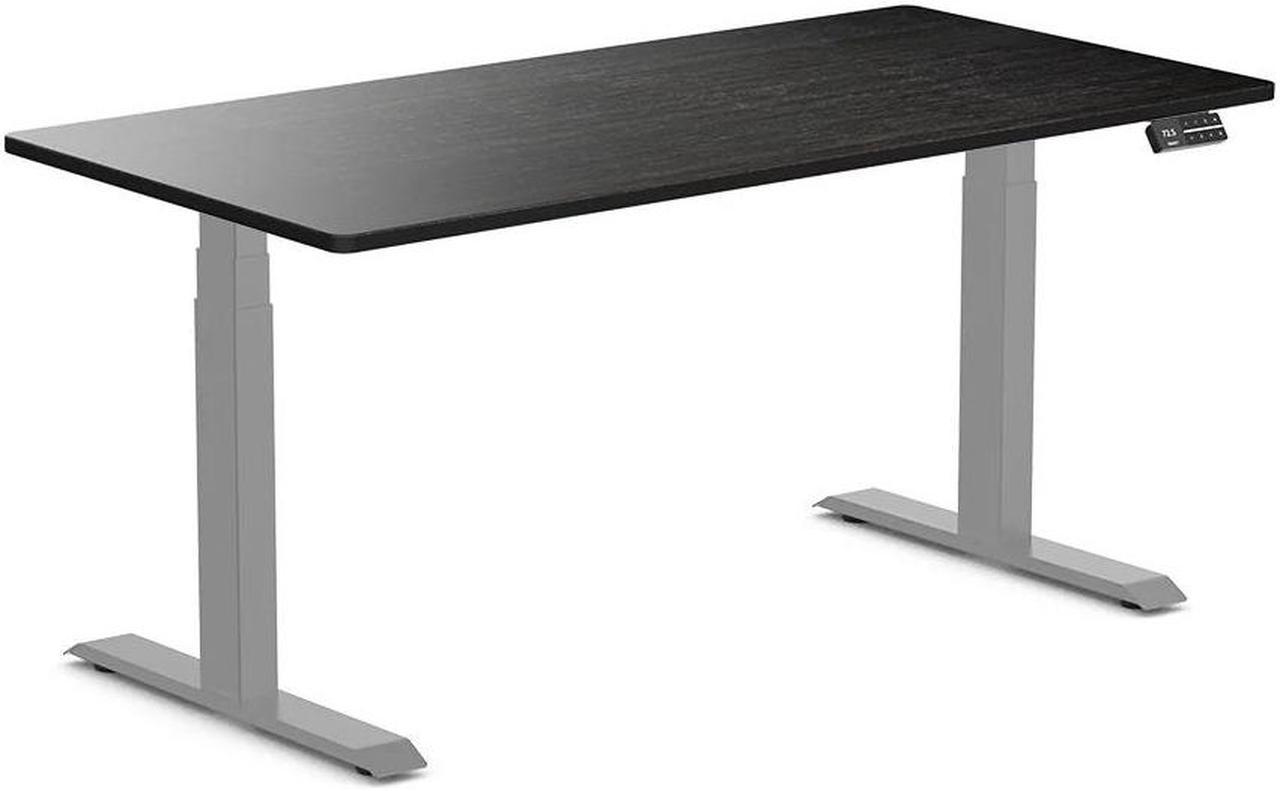 Desky Dual Bamboo Sit Stand Desk - Dark Bamboo / 60 x 30 inches / Grey