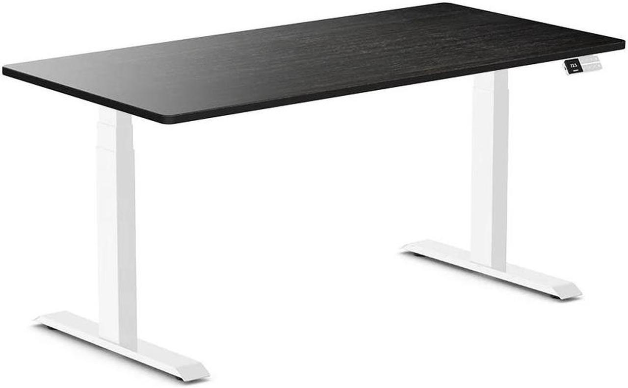 Desky Dual Bamboo Sit Stand Desk - Dark Bamboo / 60 x 30 inches / White