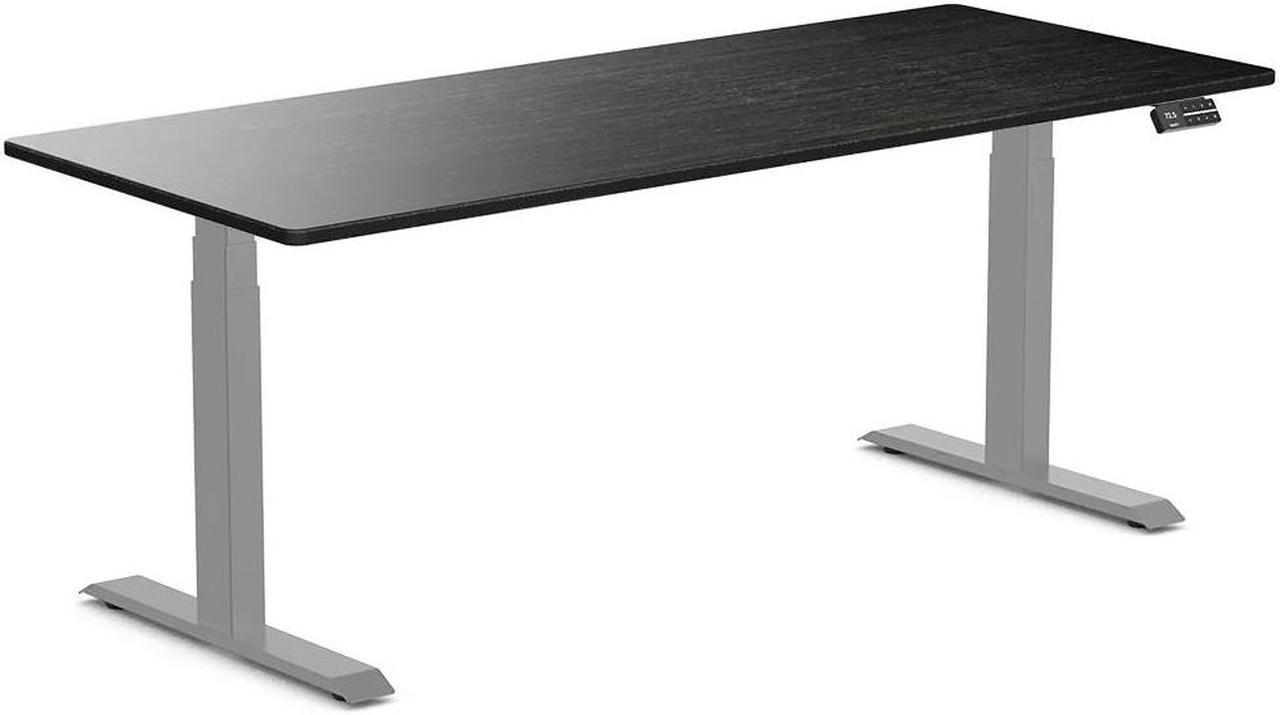 Desky Dual Bamboo Sit Stand Desk - Dark Bamboo / 72 x 30 inches / Grey