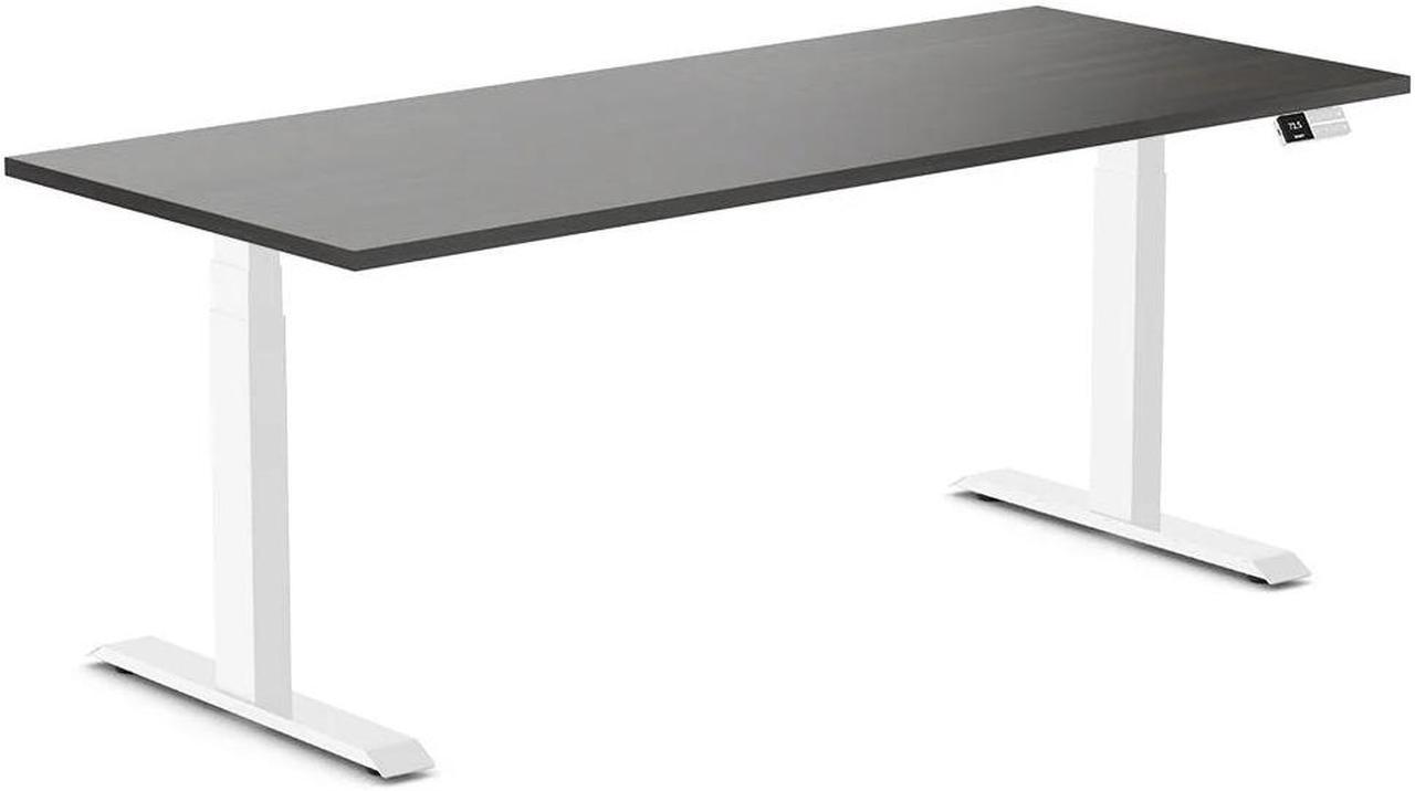 Desky Dual Laminate Sit Stand Desk - Burnished Wood / 70.9 x 29.5 inches / White