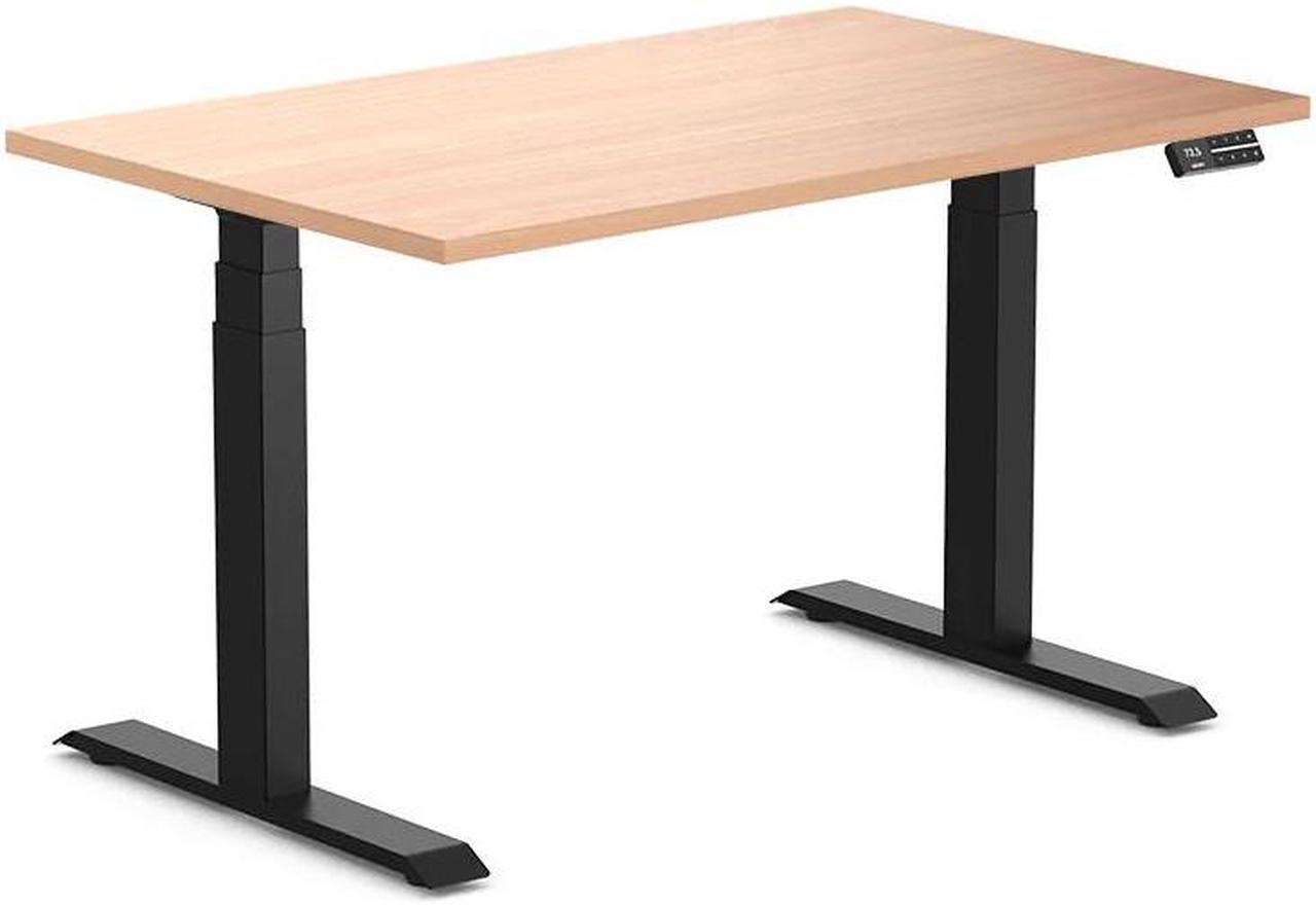 Desky Dual Laminate Sit Stand Desk - Select Beech / 47.2 x 29.5 inches / Matte Black