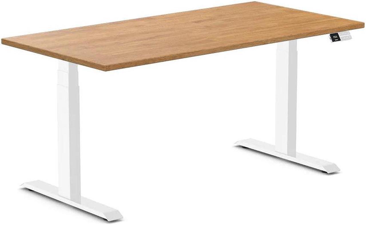 Desky Dual Rubberwood Sit Stand Desk - Light Oak / 60 x 30 inches / White