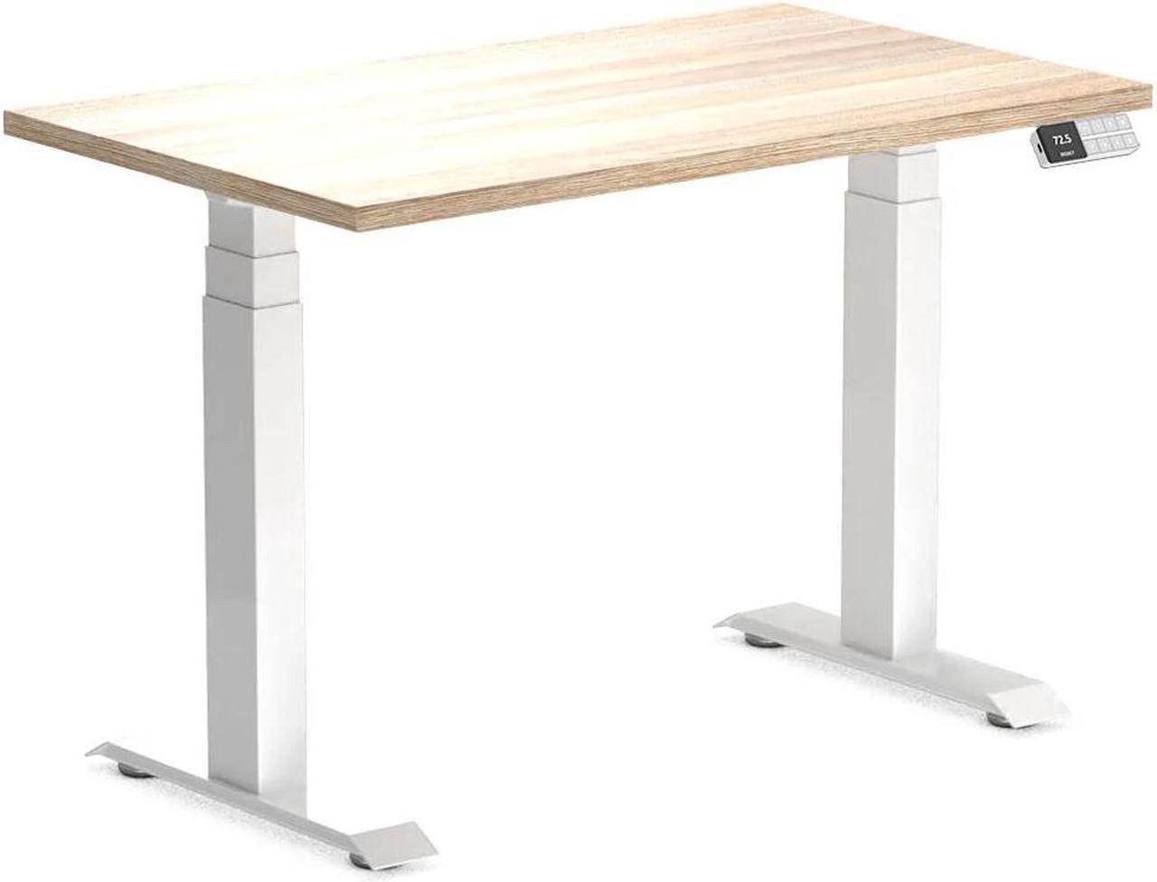 Desky Dual Mini Sit Stand Desk - Classic Oak / 40 x 24 inches / White