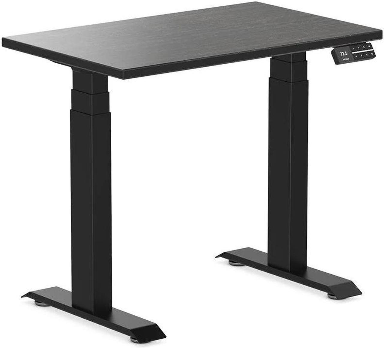 Desky Dual Mini Bamboo Sit Stand Desk - Dark Bamboo / 31.5"x19.7" / Matte Black