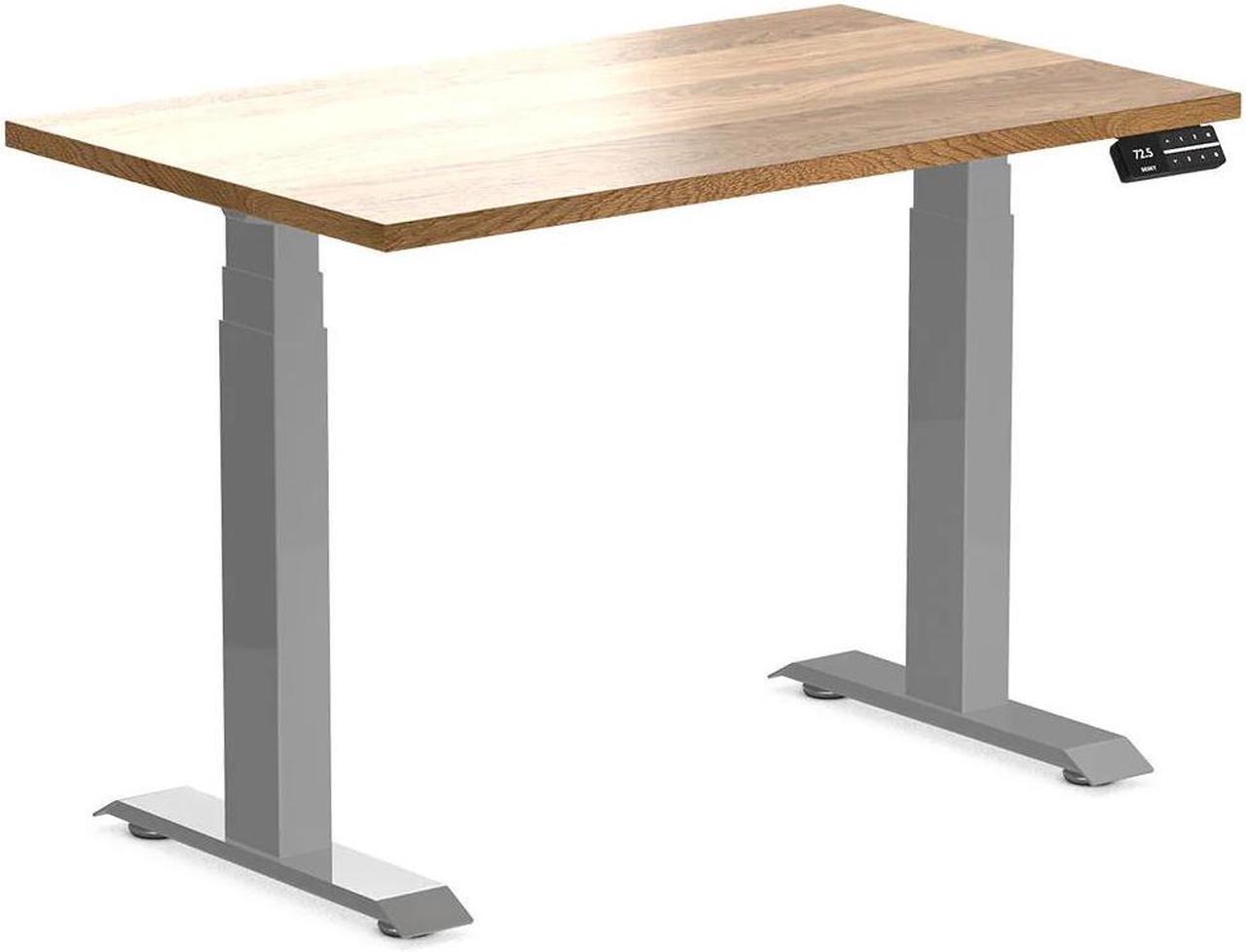 Desky Dual Mini Hardwood Sit Stand Desk - White Oak / 39.4 x 23.6 inches / Grey