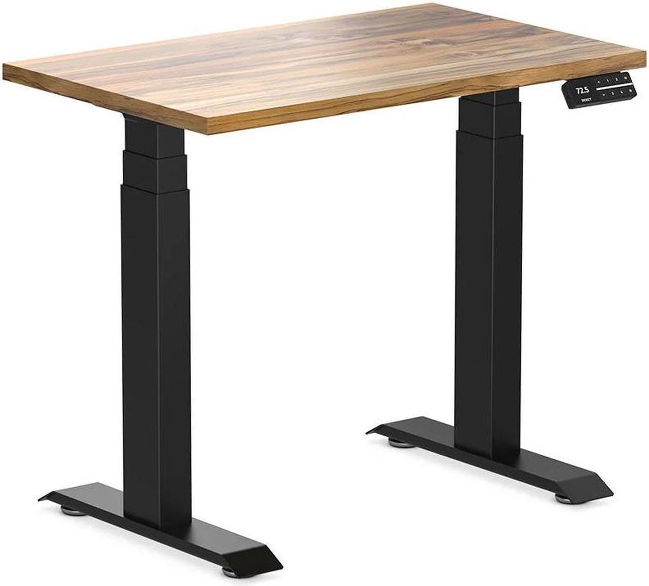 Desky Dual Mini Hardwood Sit Stand Desk - Teak / 31.5 x 19.7 inches / Matte Black