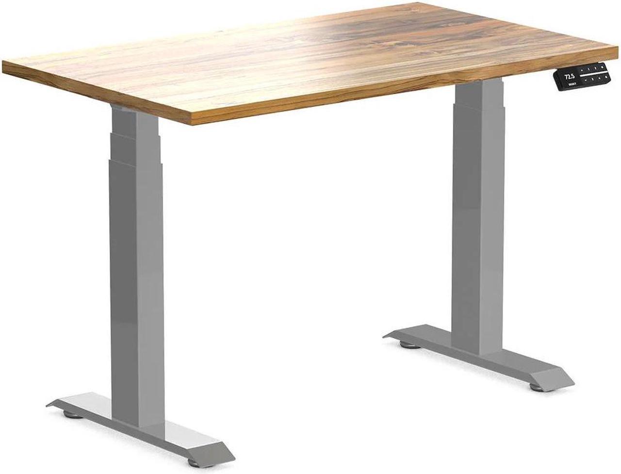 Desky Dual Mini Hardwood Sit Stand Desk - Teak / 39.4 x 23.6 inches / Grey