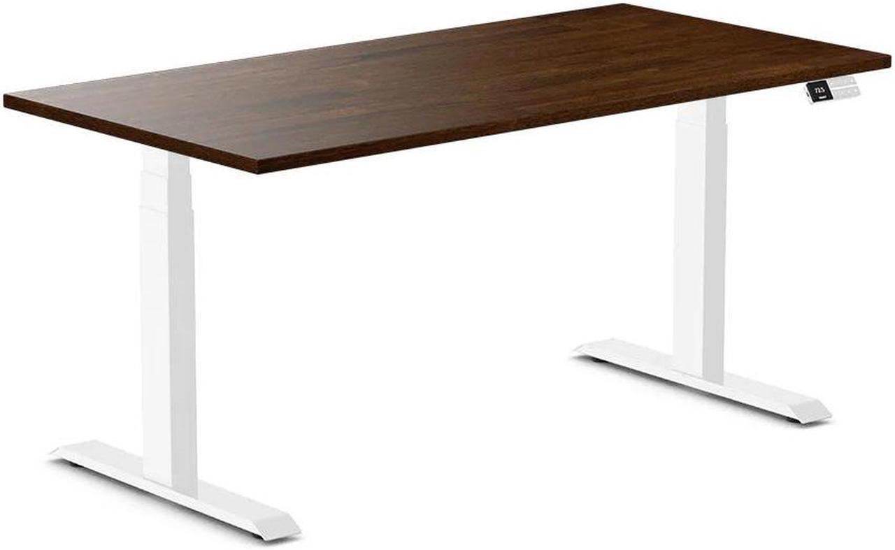 Desky Dual Rubberwood Sit Stand Desk - Dark Walnut / 60 x 30 inches / White