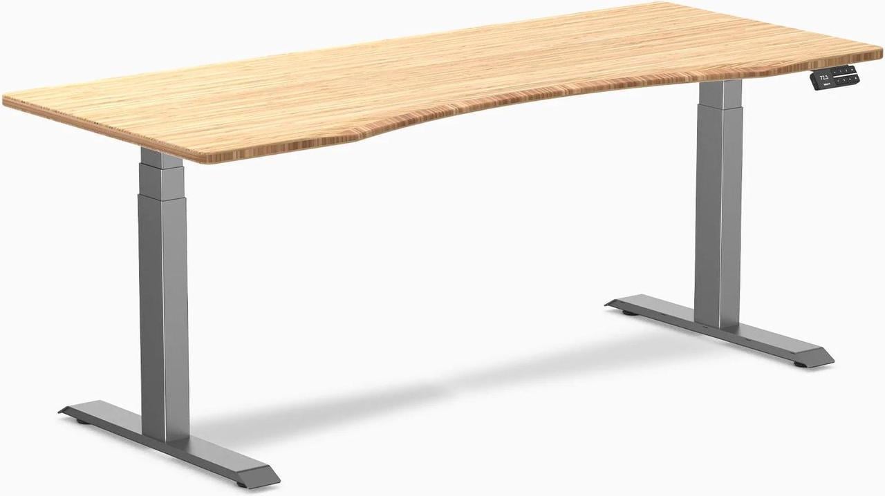 Desky Dual Ergo Edge Sit Stand Desk - Bamboo / 70.9 x 29.5 inches / Space Grey