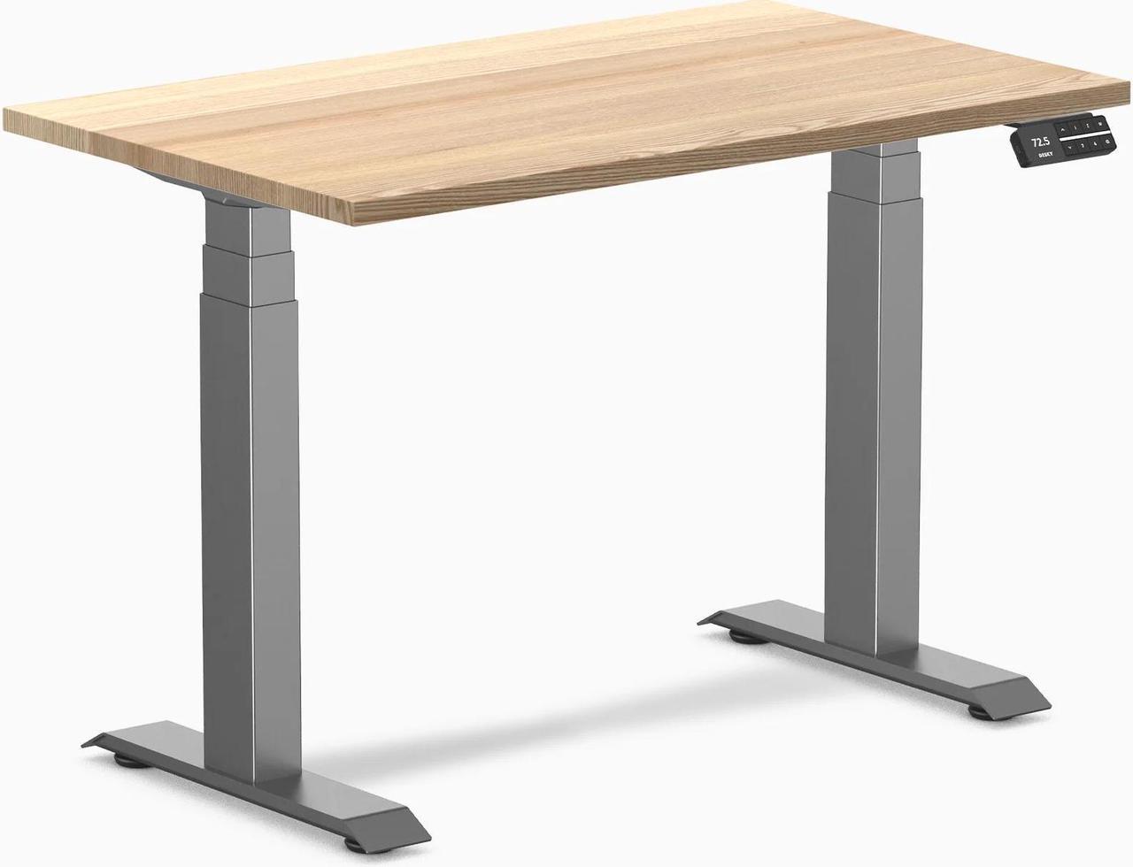 Desky Dual Mini Hardwood Sit Stand Desk - White Ash / 39.4 x 23.6 inches / Space Grey