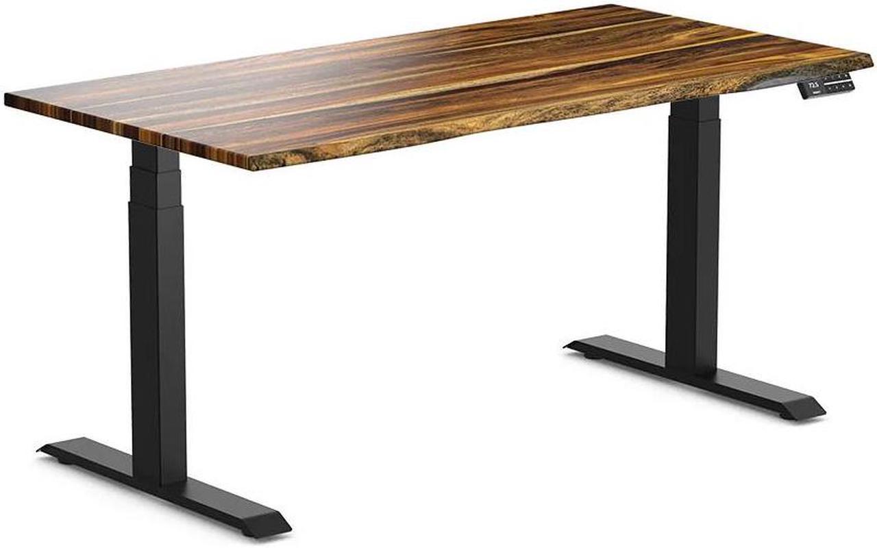 Desky Dual Hardwood Sit Stand Desk - Pheasantwood / 60 x 30 inches / Matte Black